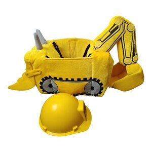 Excavator Construction Worker Yellow Halloween Costume with Hard Hat age 3-7